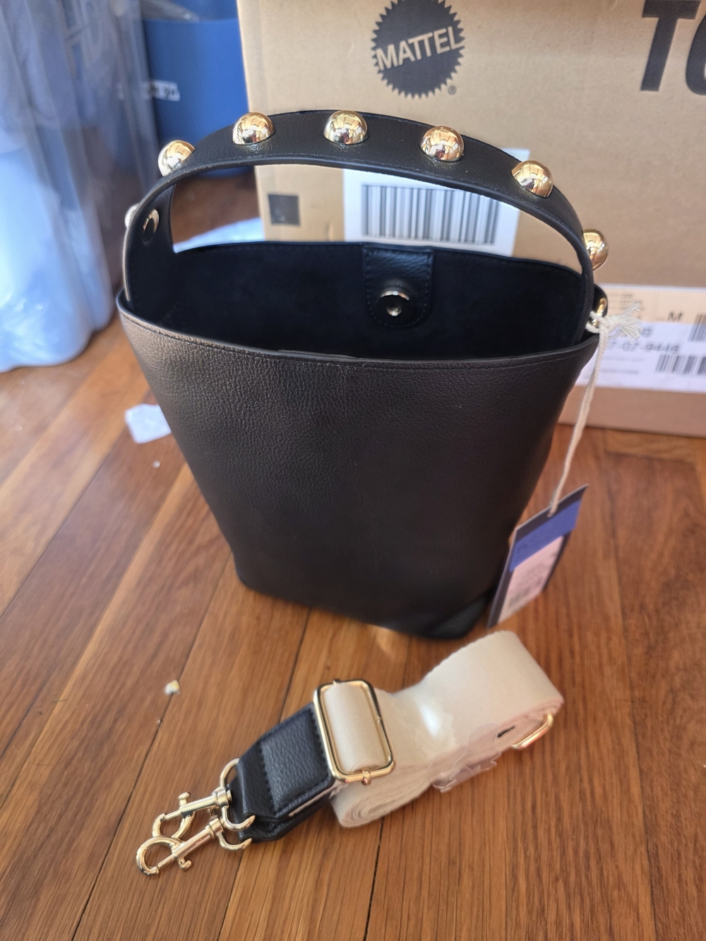 Target Black Shoulder Bucket Bag with Gold Stud Accents